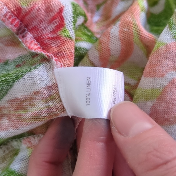 J. Jill Linen Tropical Print Tie-Hem Tee - Picture 4 of 4